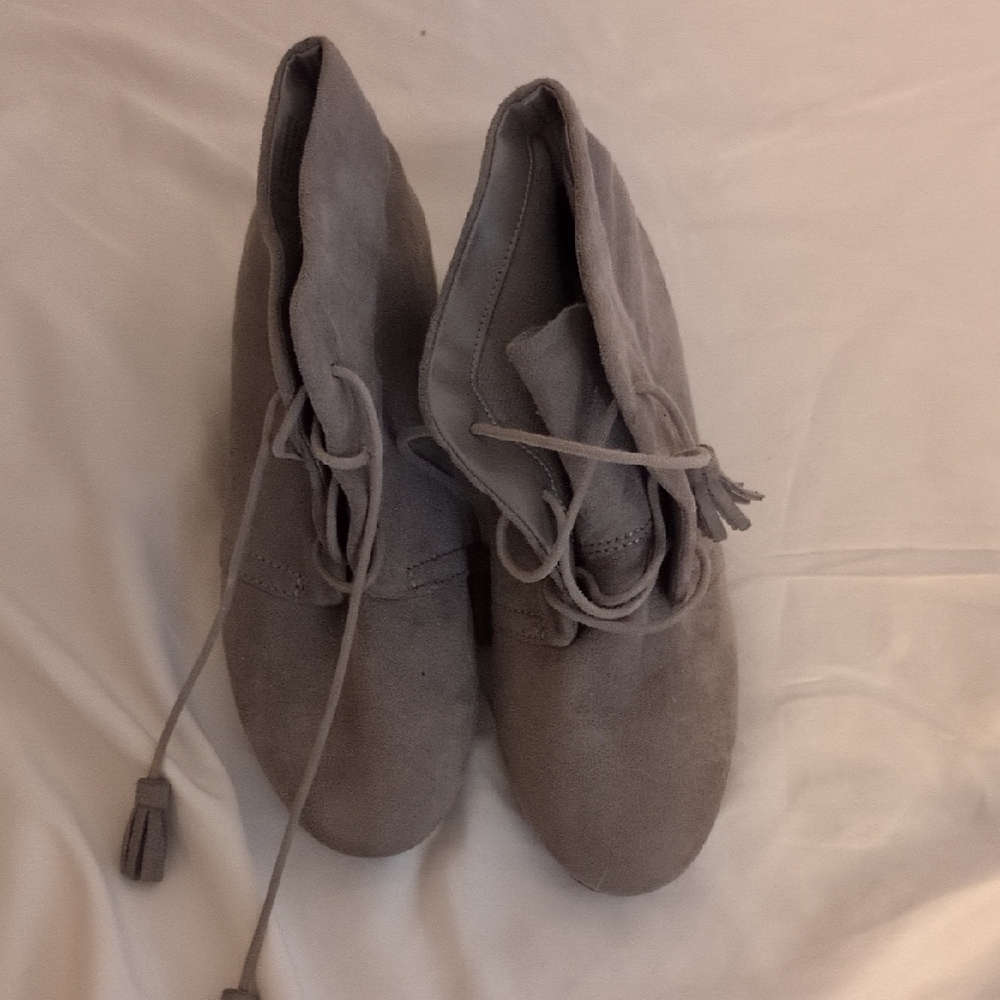 Gray Suede Ankle Boots